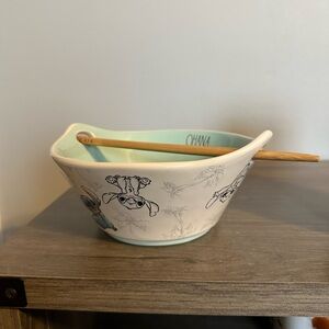 Brand New Stitch Ceramic bowl with chopsticks